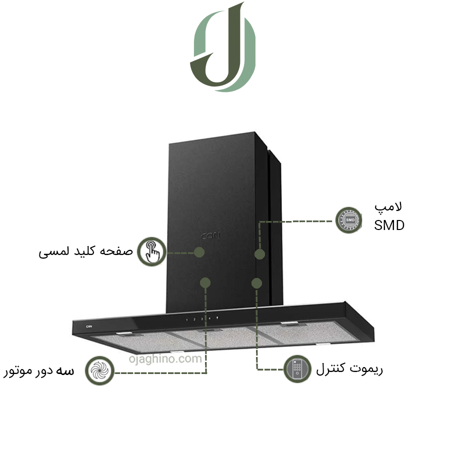 1430gi-m-2 هود کن جزیره مدل 1430GI مشکی