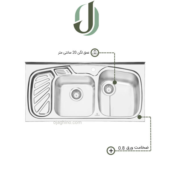 سینک پرنیان استیل روکار مدل PS 1105