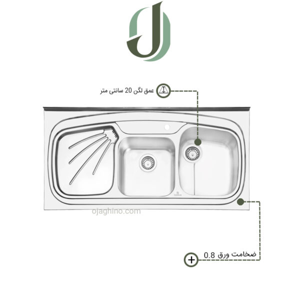 سینک پرنیان استیل روکار مدل PS 1107