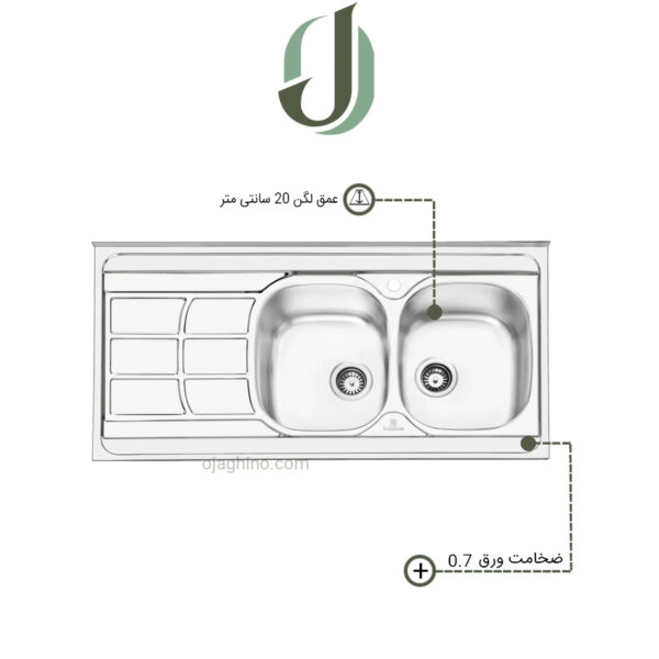 سینک پرنیان استیل روکار مدل PS 1109