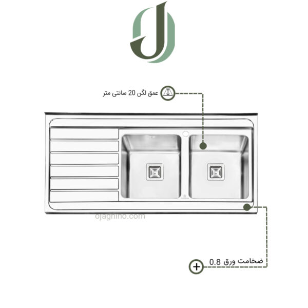 سینک پرنیان استیل روکار مدل PS 1114