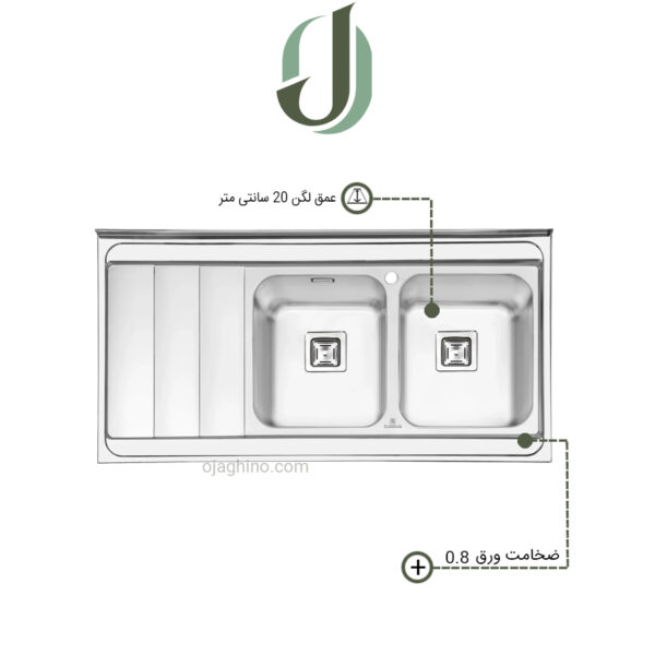 سینک پرنیان استیل روکار مدل PS 1121