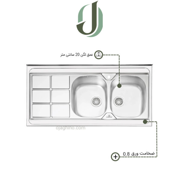 سینک پرنیان استیل روکار مدل PS 1124