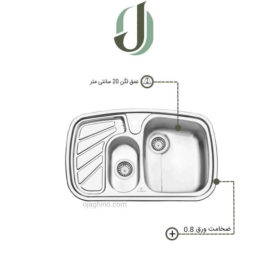 سینک-پرنیان-استیل-ps-1210-2 سینک پرنیان استیل توکار مدل PS 1210