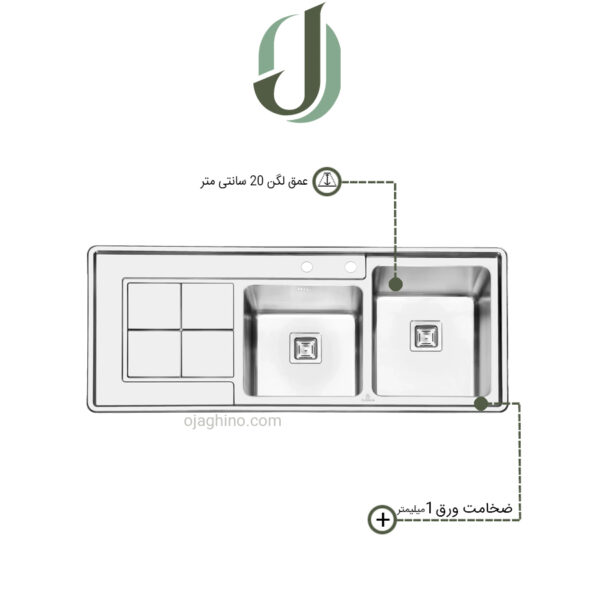 سینک پرنیان استیل توکار مدل PS 1213