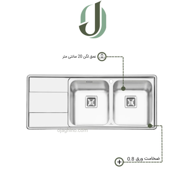 سینک پرنیان استیل توکار مدل PS 1215