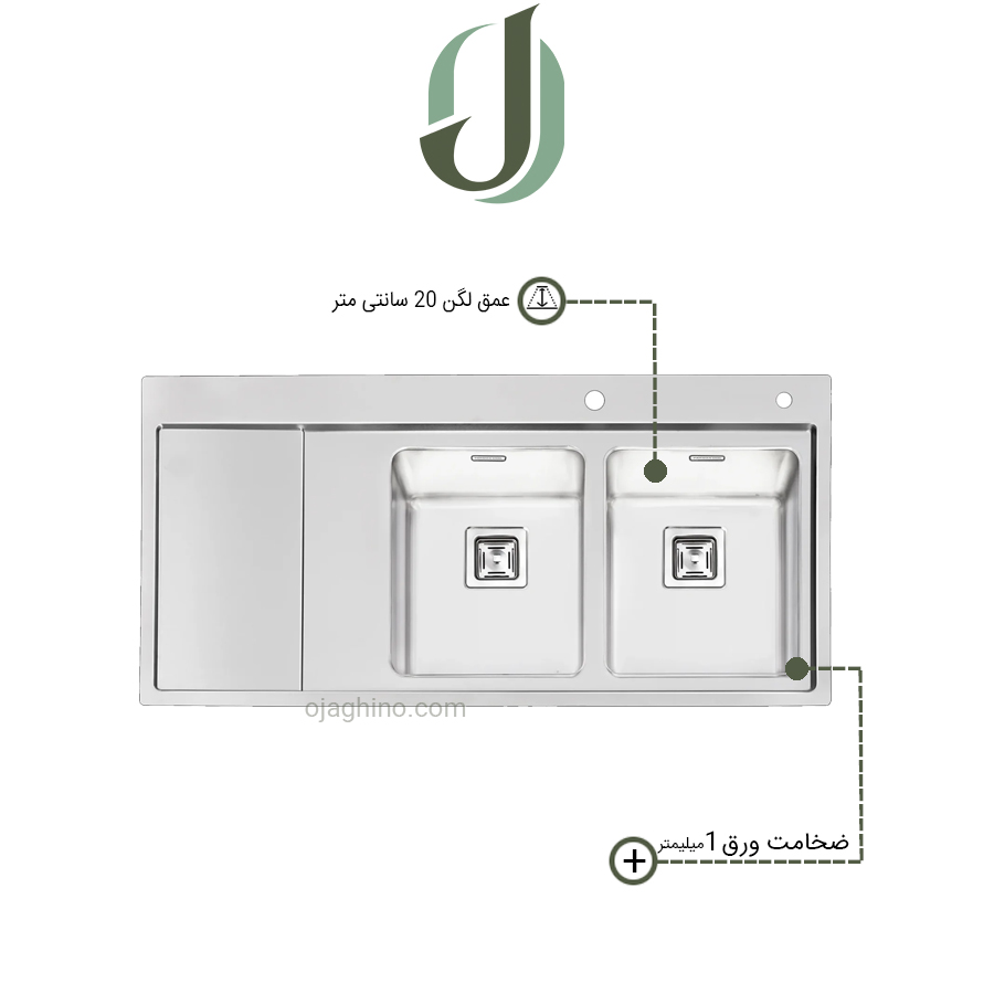 سینک-پرنیان-استیل-ps-1216-2 سینک پرنیان استیل توکار مدل PS 1216