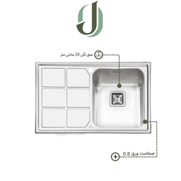 سینک پرنیان استیل توکار مدل PS 1218