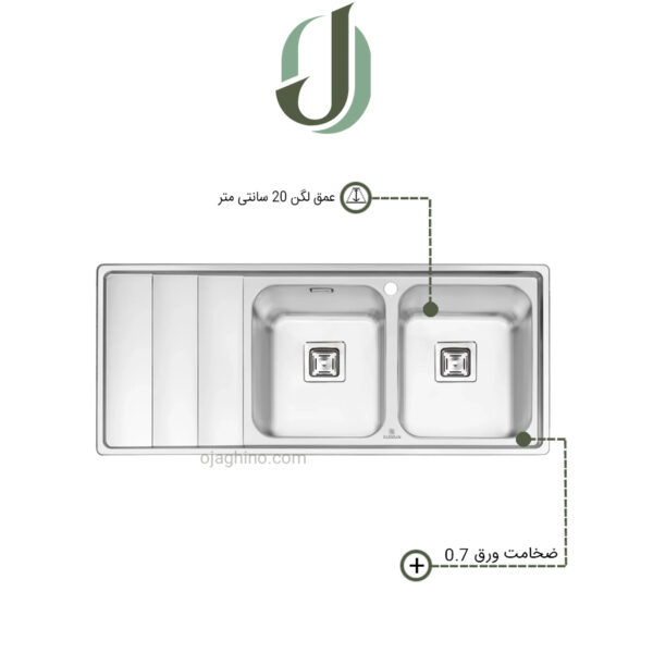 سینک پرنیان استیل توکار مدل PS 1221