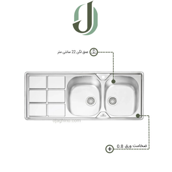 سینک پرنیان استیل توکار مدل PS 1224