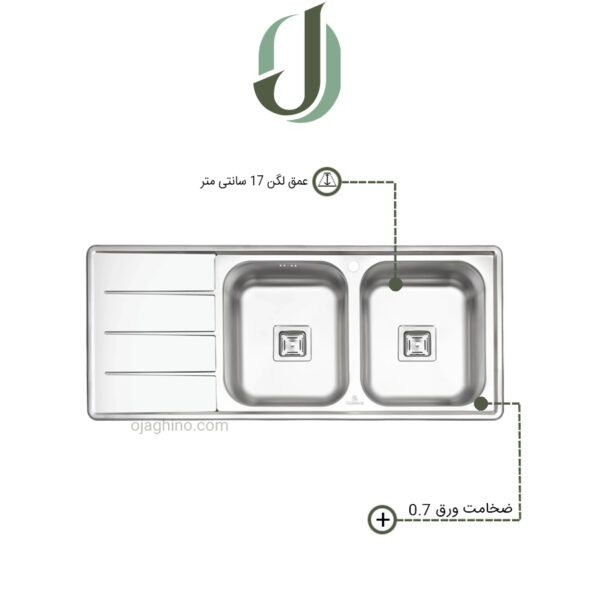 سینک پرنیان استیل توکار مدل PS 2210
